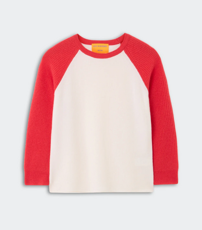 Guest in Residence Baseball Tee - classic cashmere baseball tee front view
