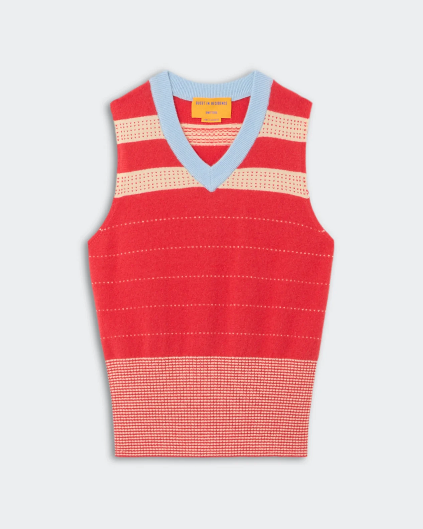 Guest in Residence Collegiate Stripe Vest - cashmere stripe knit vest front view
