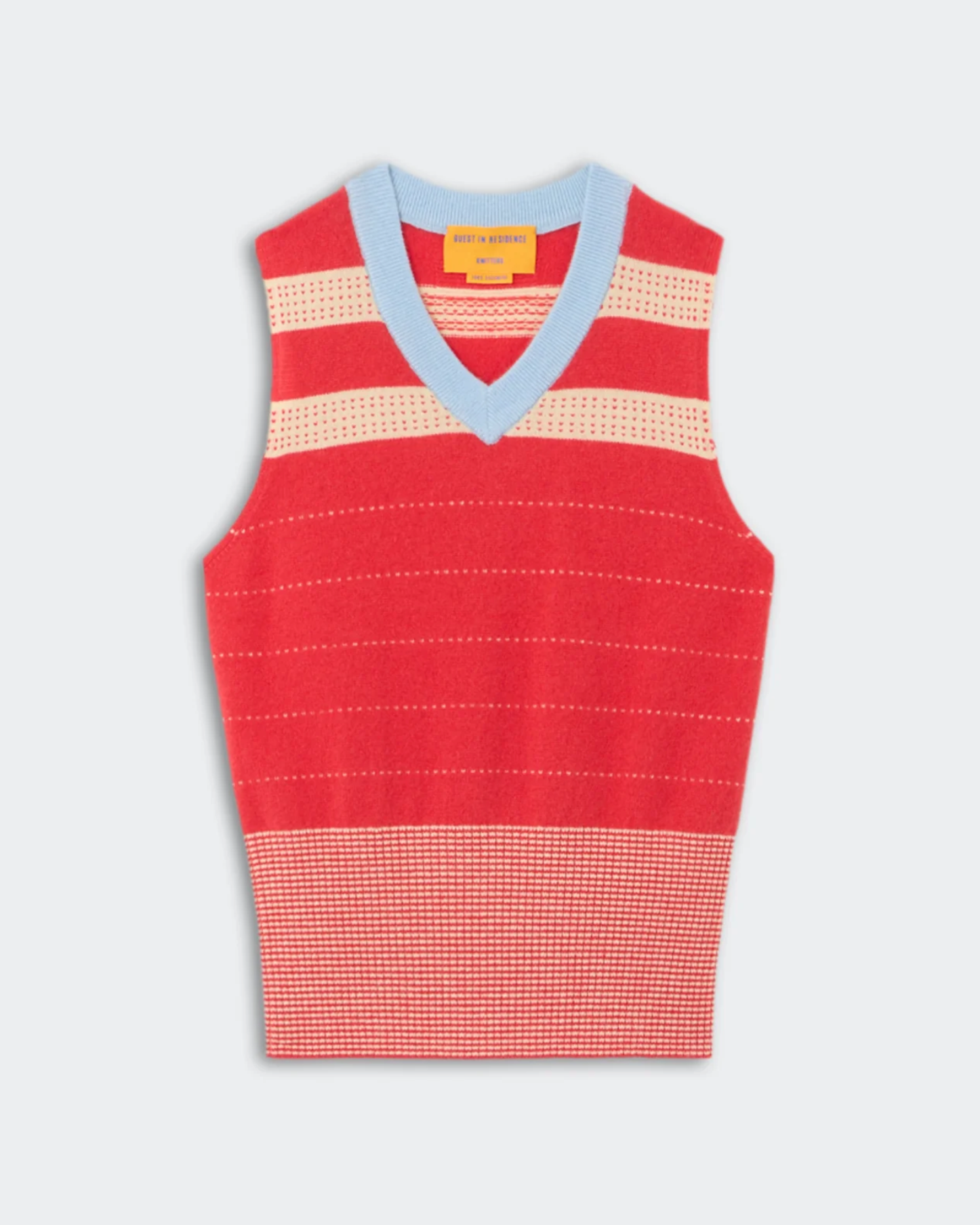 Guest in Residence Collegiate Stripe Vest - cashmere stripe knit vest front view