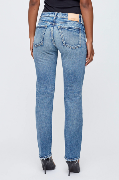 Moussy Denim Leyden Straight Denim - straight-leg denim jean detail view