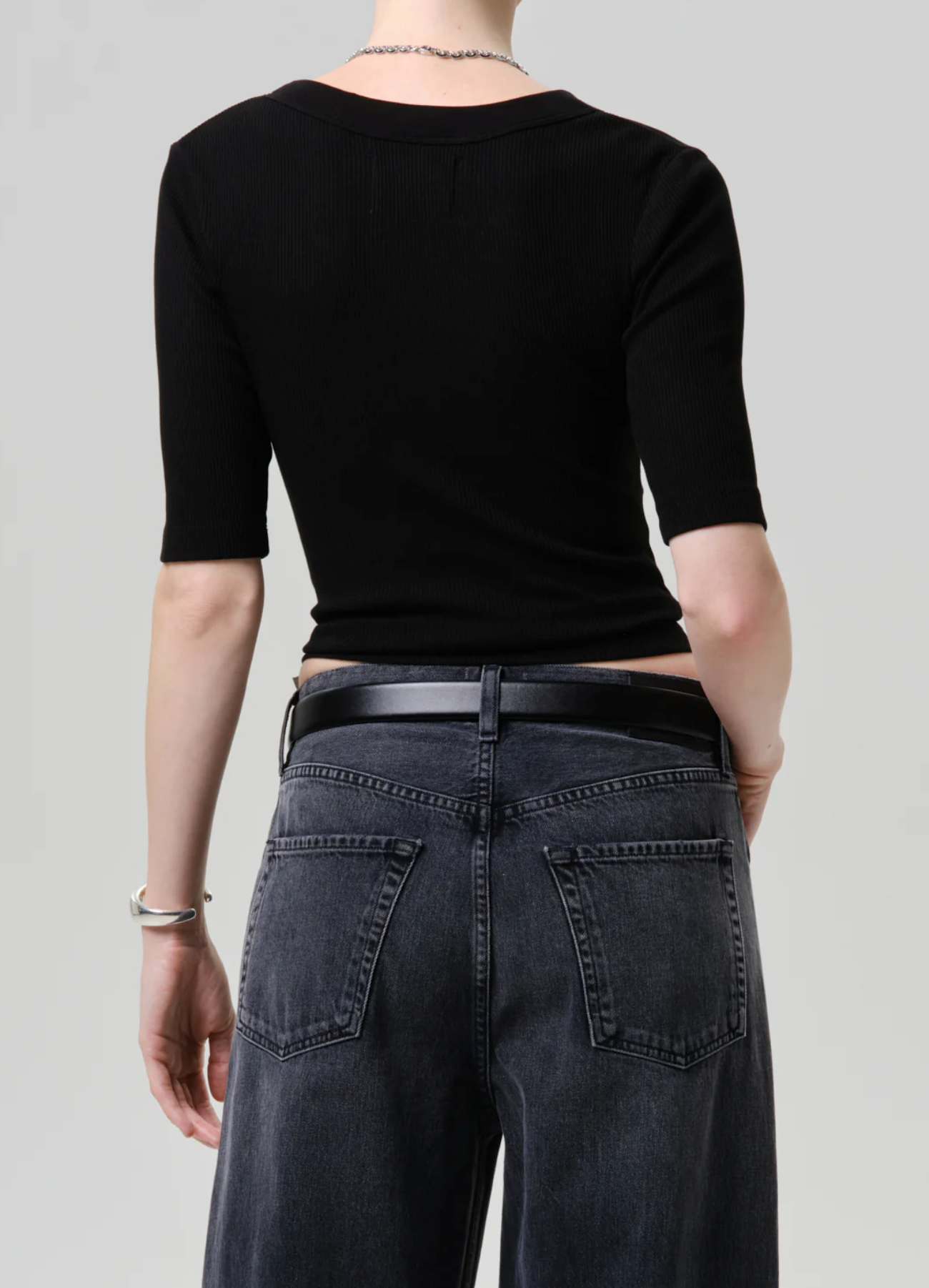 Citizen of Humanity Nali Short Sleeve Henley - cotton short sleeve henley top back view