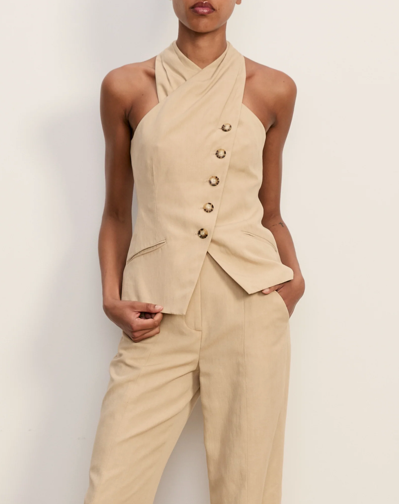 Veronica Beard Pacey Top - tailored button-front top side view
