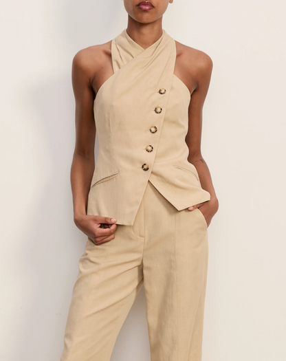 Veronica Beard Pacey Top - tailored button-front top side view