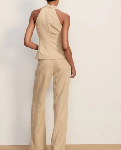Veronica Beard Pacey Top - tailored button-front top lifestyle view