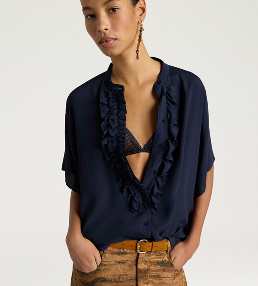 Momoni Berenice Shirt - silk blend printed shirt front view