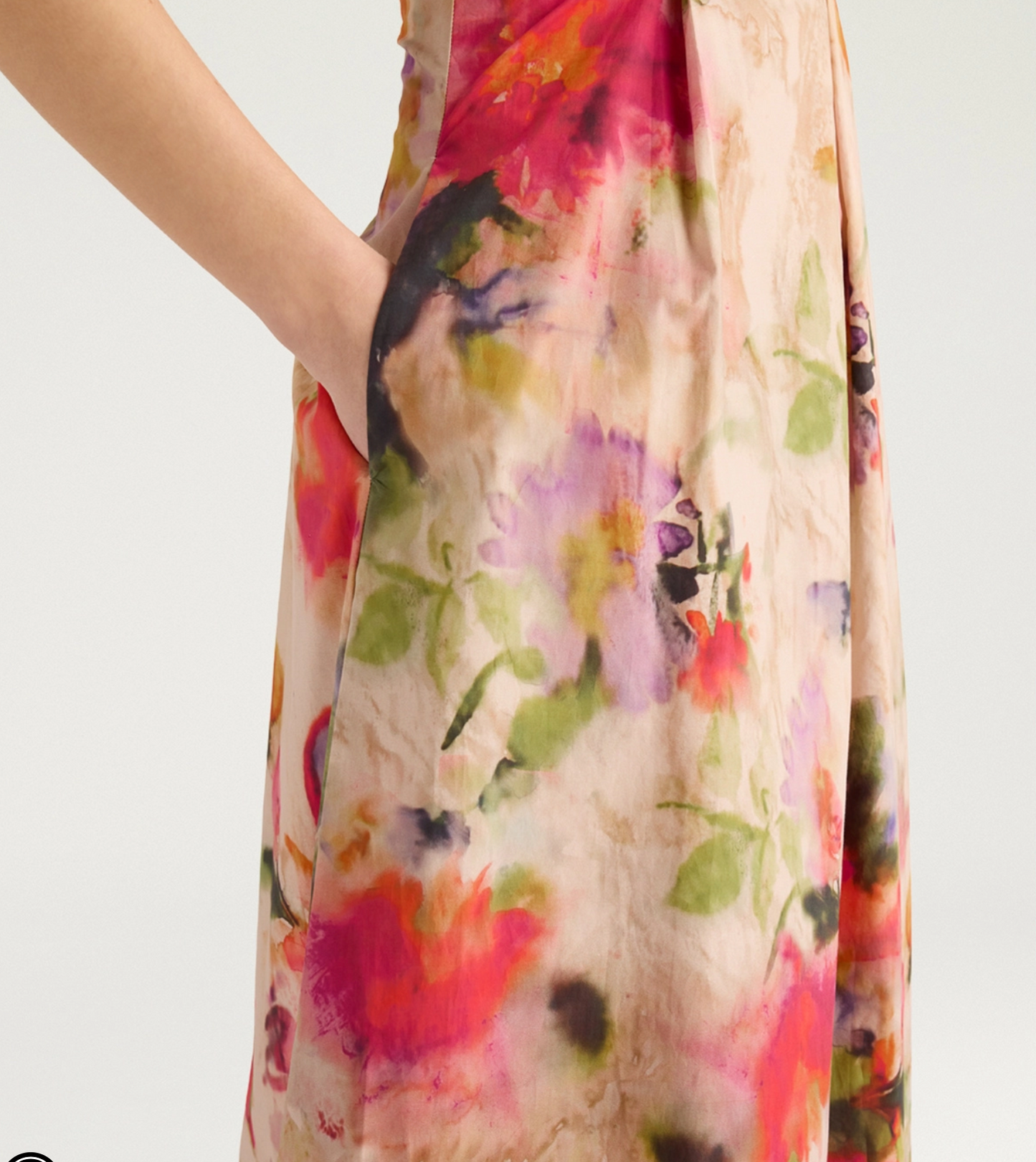 Momoni Shue Dress - silk blend printed midi dress side view