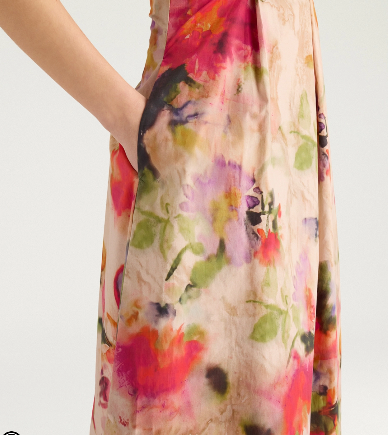 Momoni Shue Dress - silk blend printed midi dress side view