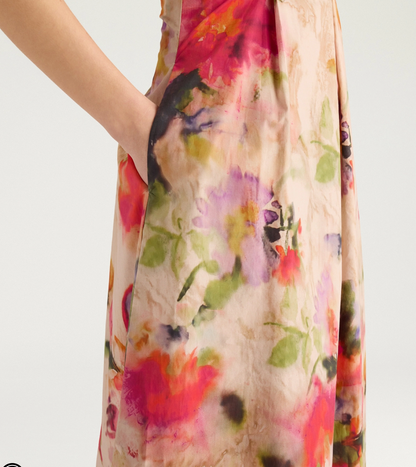 Momoni Shue Dress - silk blend printed midi dress side view