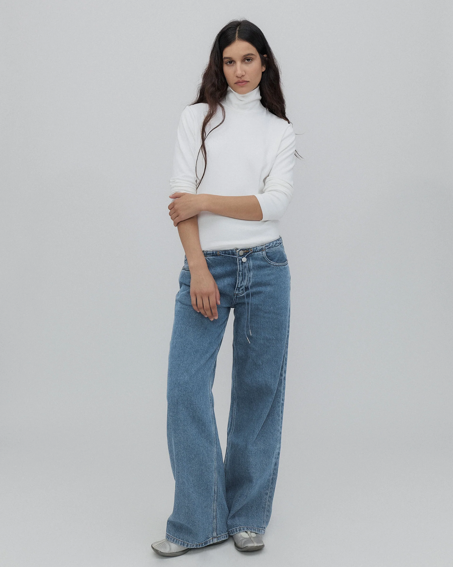 Still Here Cool Jean - high-rise straight denim jean front view