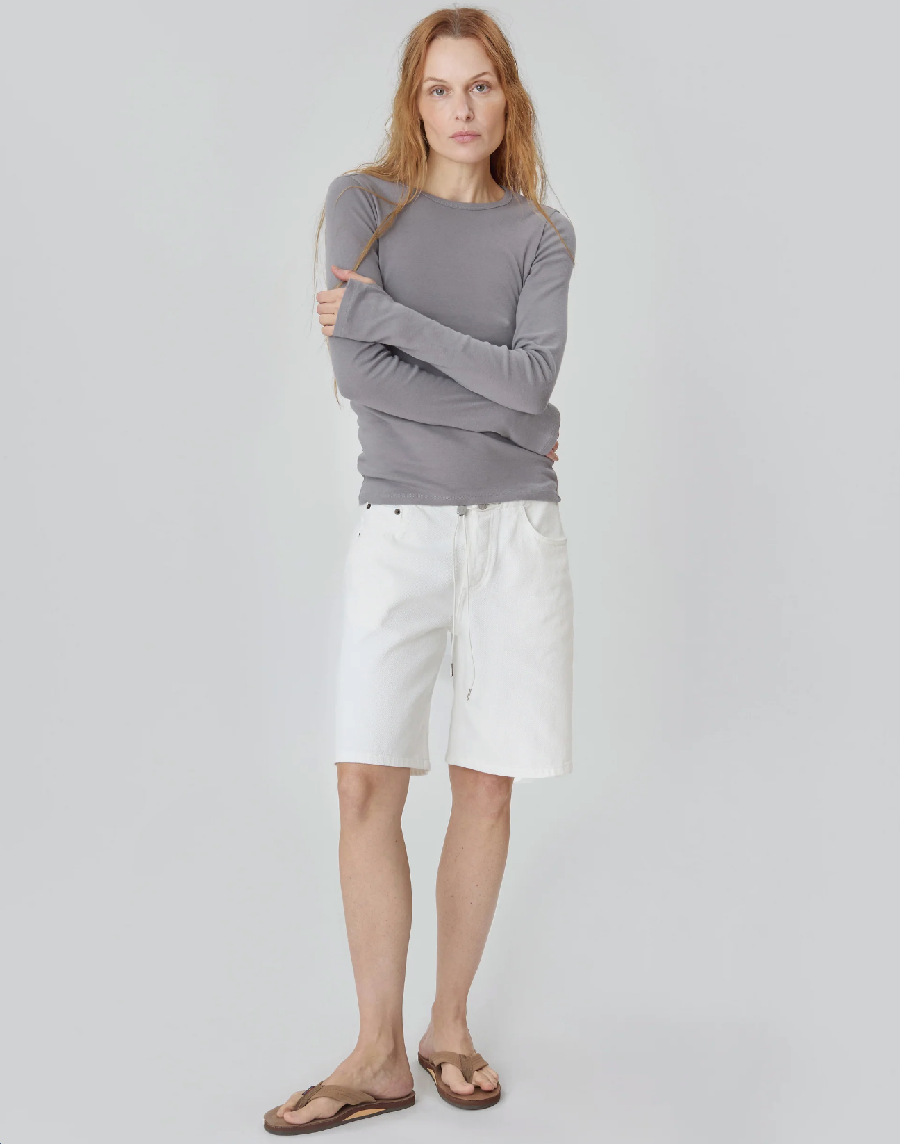 Still Here Cool Shorts - high-rise denim shorts front view