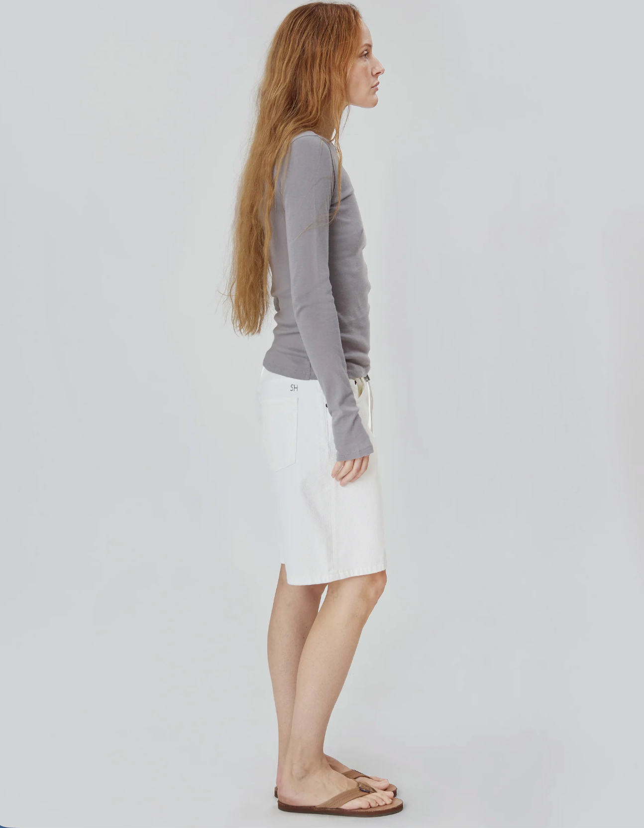 Still Here Cool Shorts - high-rise denim shorts back view