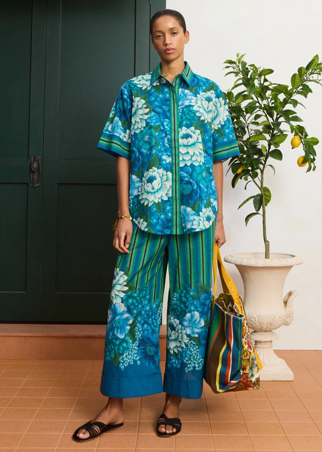 Hiptique Margo Cuffed Pant - wide-leg cuffed trousers back view
