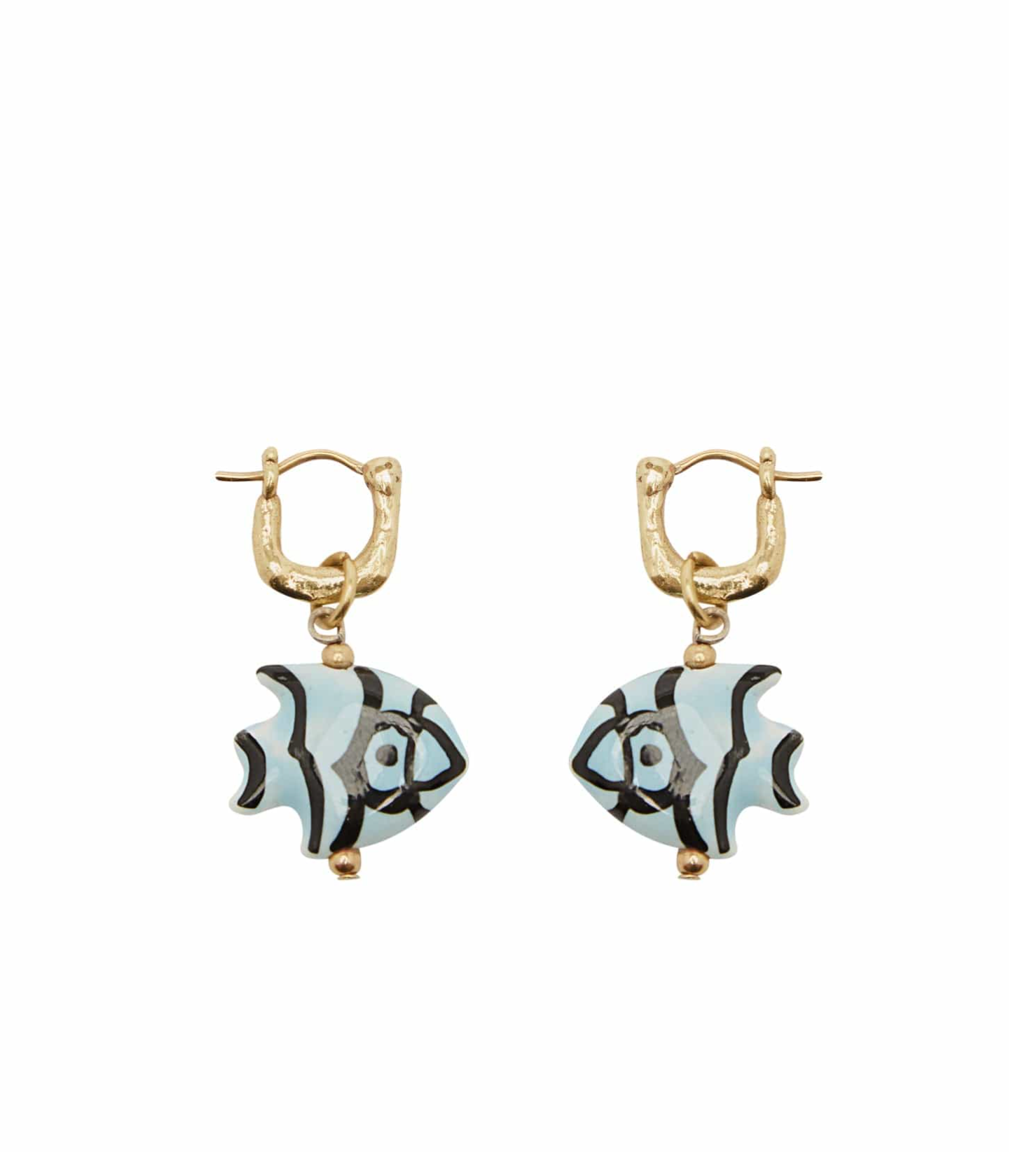 Hiptique Calypso Ceramic Fish Earring - hand-painted ceramic fish dangle earring front view