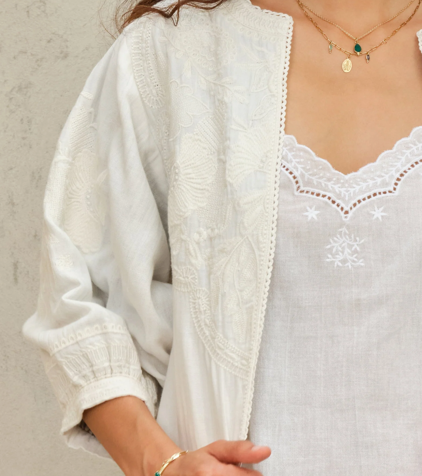 Mabe Averi Embroidered Jacket - hand-embroidered cotton jacket side view