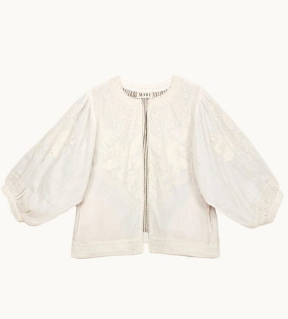 Mabe Averi Embroidered Jacket - hand-embroidered cotton jacket embroidery detail