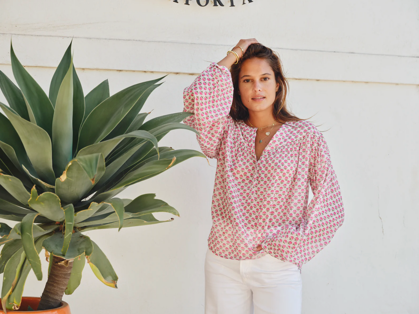Mabe Letty Print Top - printed relaxed top detail view