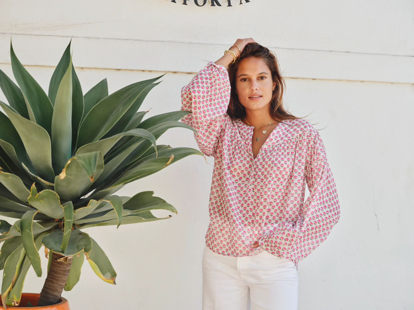 Mabe Letty Print Top - printed relaxed top detail view