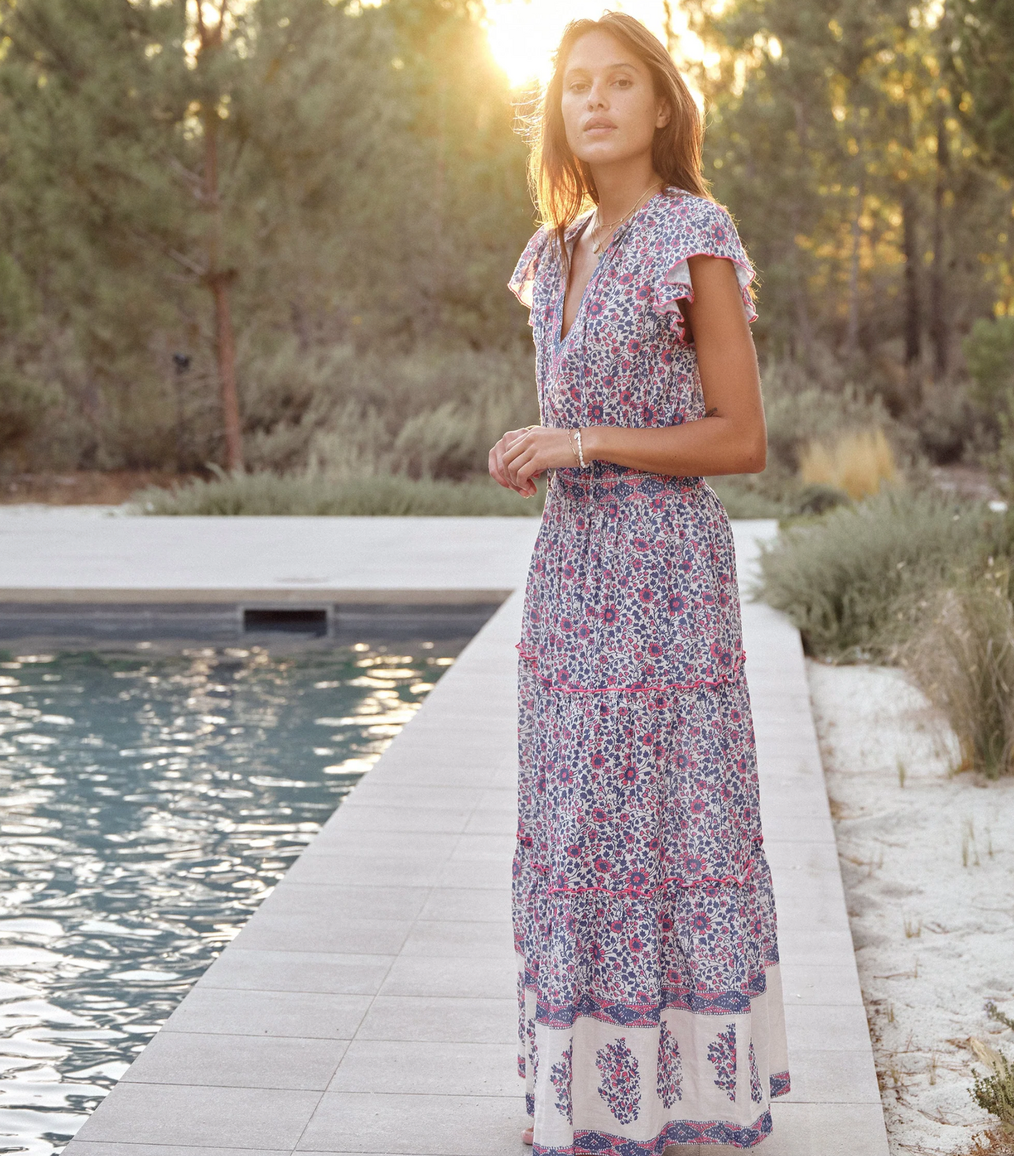 Mabe Della Maxi Dress - embroidered maxi dress lifestyle view