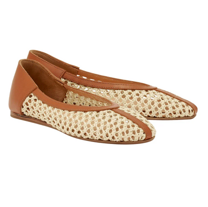 Ancient Greek Sandal Aeropi Flat - woven raffia flat sandal side view