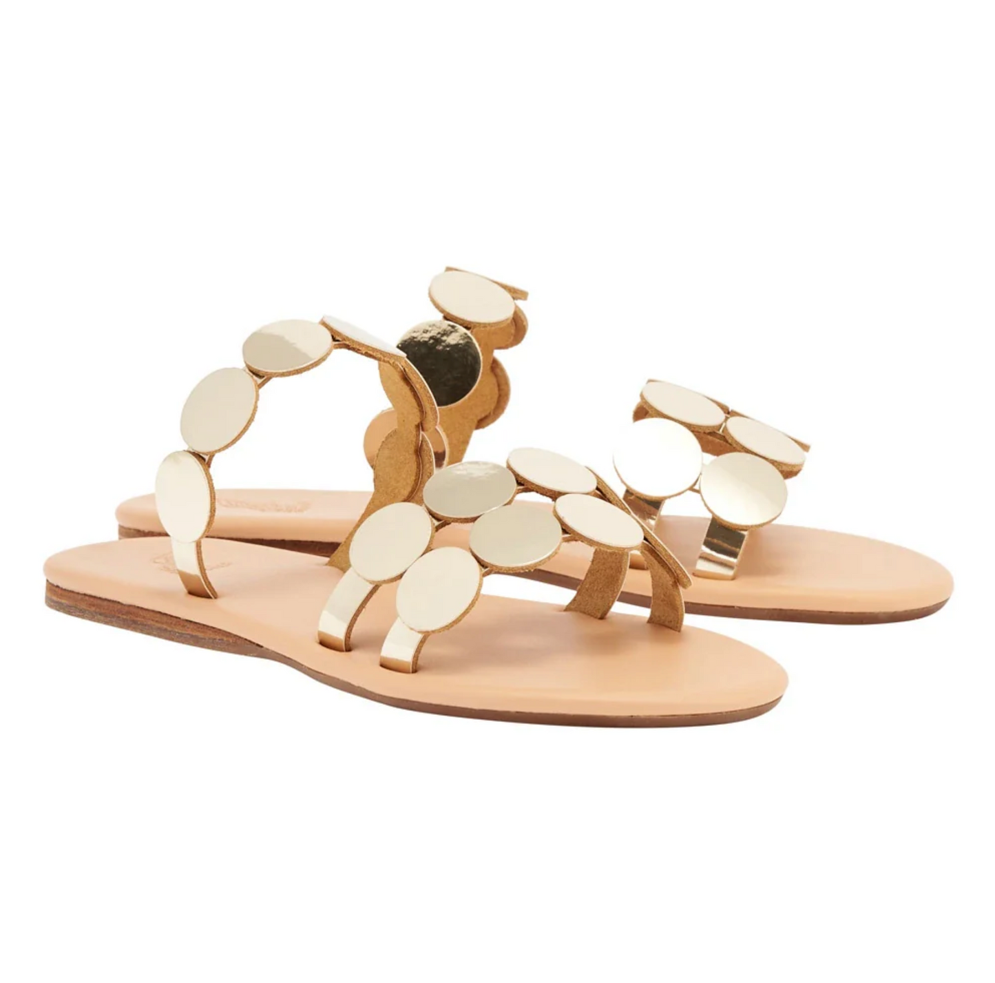 Ancient Greek Sandal Kirini Mirror Sandal - mirror detail leather sandal top view