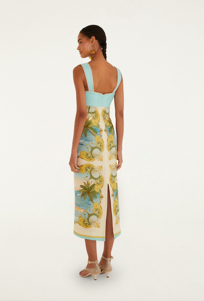 Farm Rio Sleeveless Maxi Dress - vibrant printed maxi dress back view