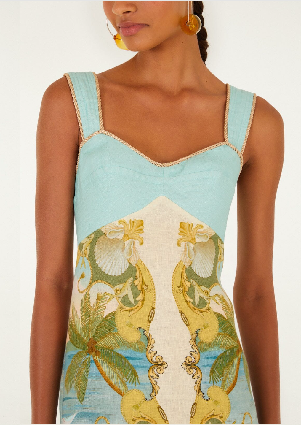 Farm Rio Sleeveless Maxi Dress - vibrant printed maxi dress on model