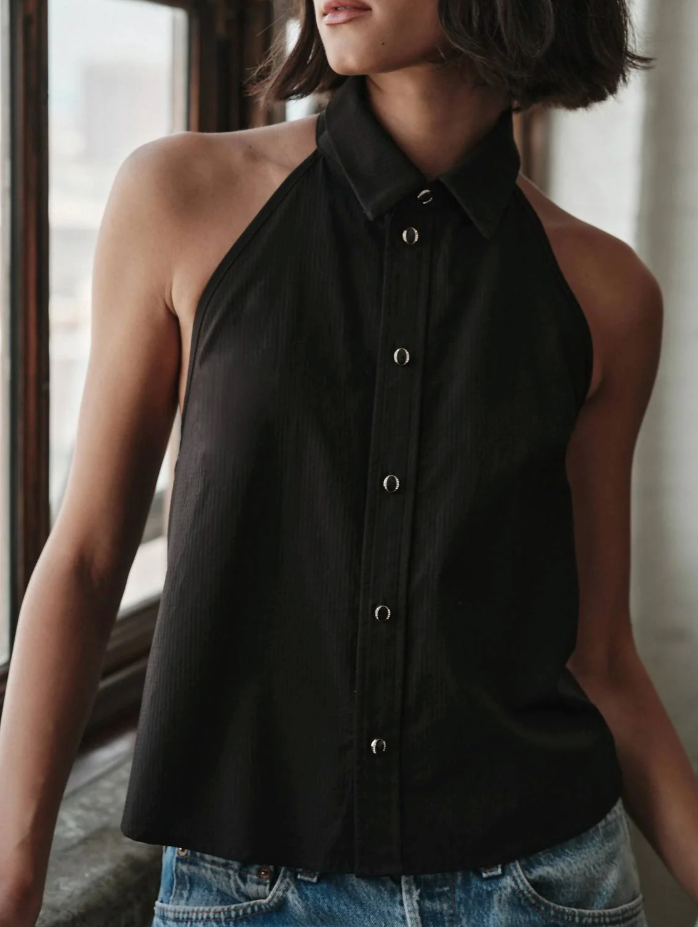 CISSA The Vest Top - Low-back halter top with deep open back in sleek minimalist design