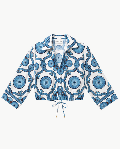 Cara Cara Oscar Top - Mod Floral Blue front view