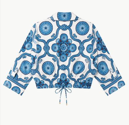 Cara Cara Oscar Top - Mod Floral Blue back view