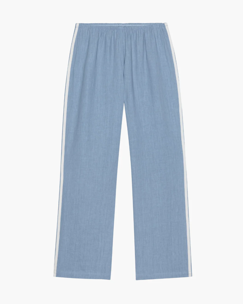 DONNI The Linen Crop Stripe Pant CornFlower - pant available at Hiptique boutique in Woodland Hills California