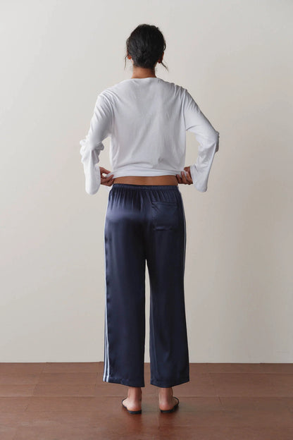 THE SILK STRIPE CROP PANT