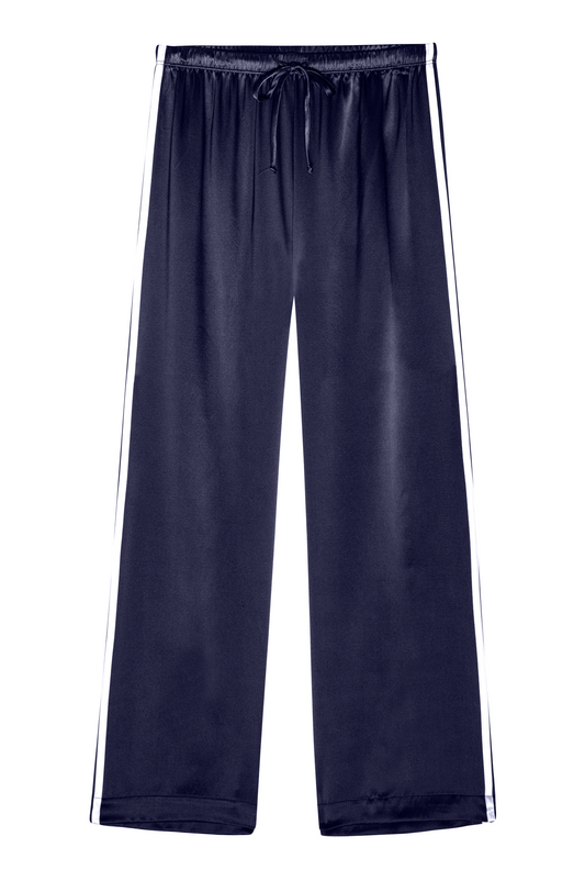 DONNI The Silk Stripe Crop Pant Navy - pant available at Hiptique boutique in Woodland Hills California