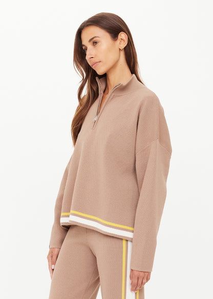 Carter Knit Zip Top Mocha - The Upside - Side