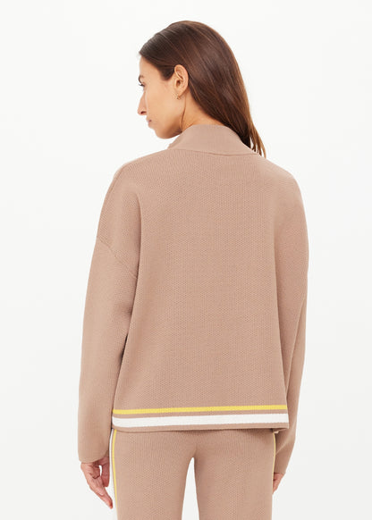 Carter Knit Zip Top Mocha - The Upside - Detail