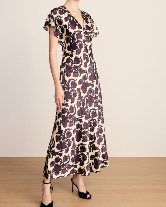 Veronica Beard Redgrave V Neck Dress Ecru Multi - dress available at Hiptique boutique in Woodland Hills California