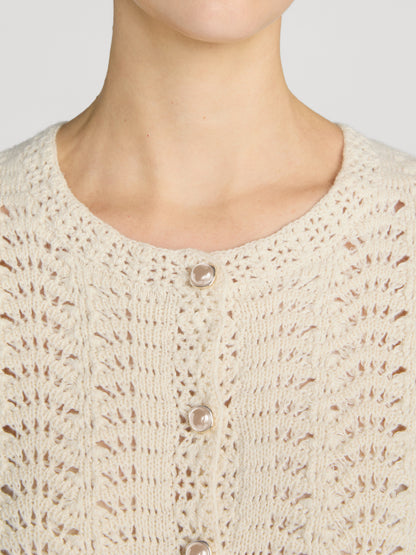 FRAME The Chevron Knit Cardi Biscuit - Tops available now