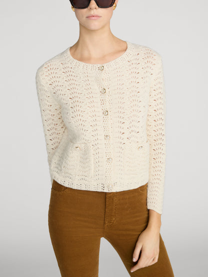 FRAME The Chevron Knit Cardi Biscuit - Tops available now
