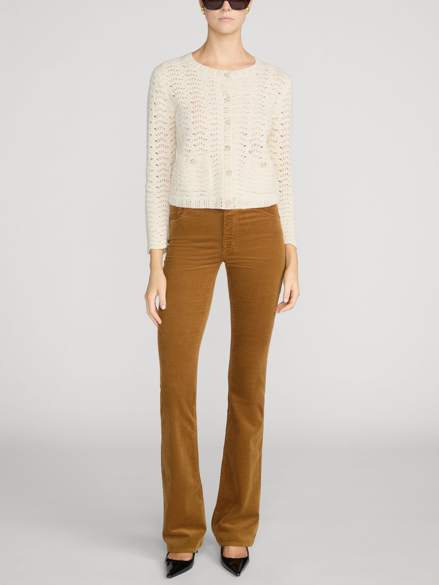FRAME The Chevron Knit Cardi Biscuit - Tops available now