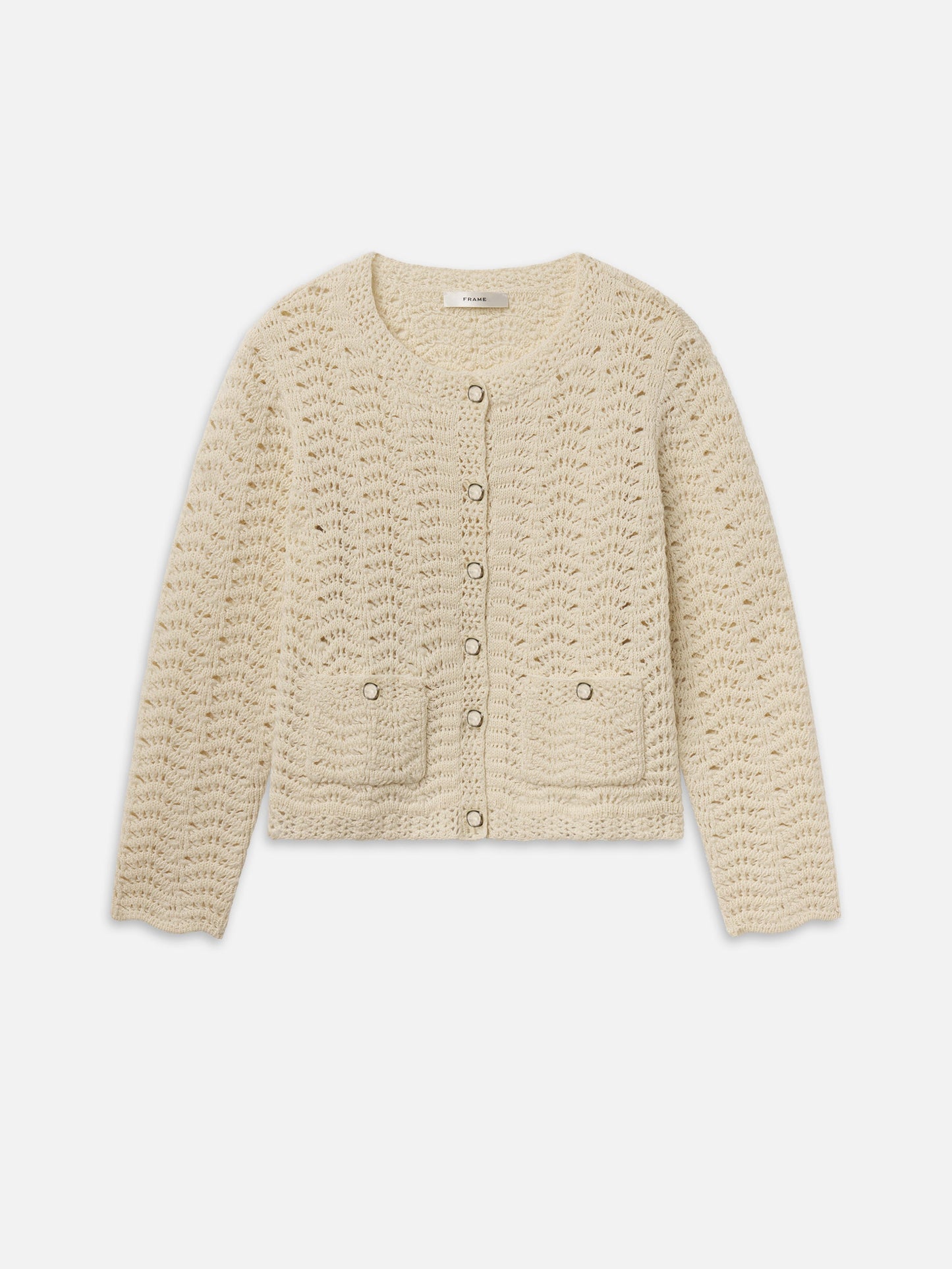 FRAME The Chevron Knit Cardi Biscuit - Tops available now