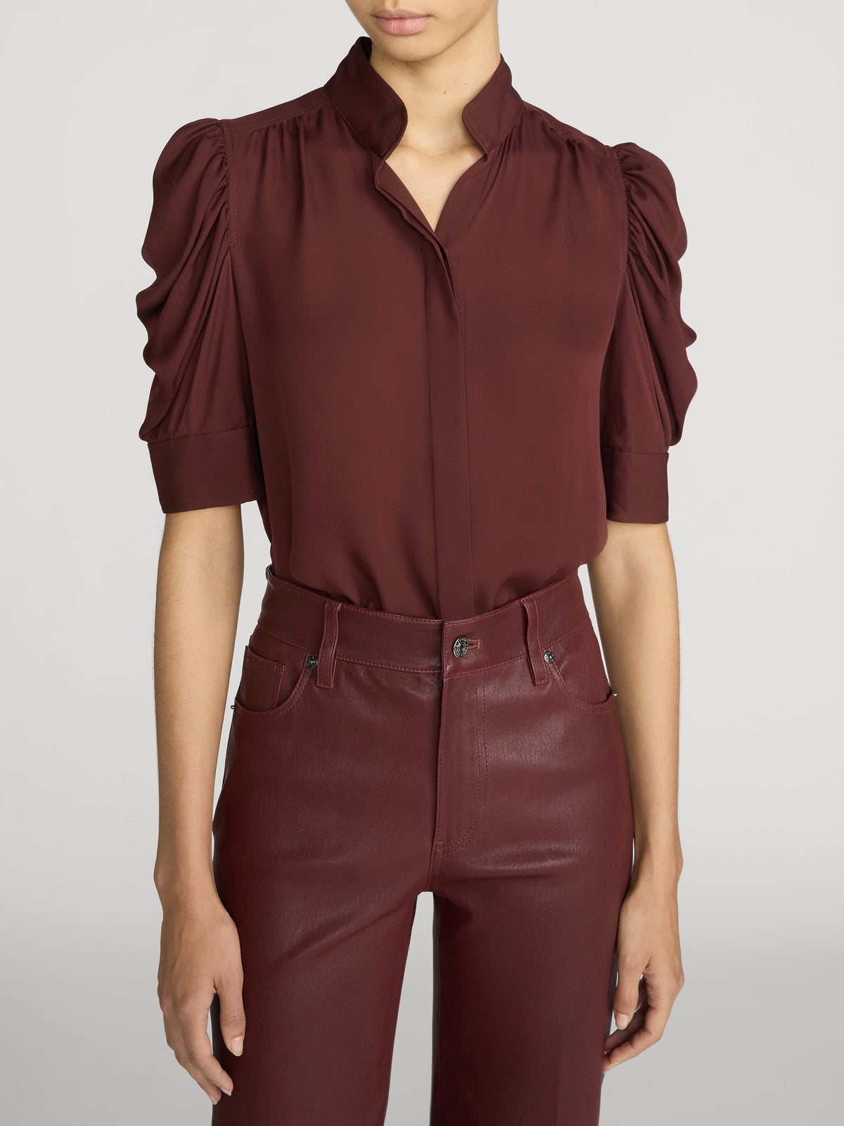 FRAME The Gillian Top Currant - Tops available at Hiptique in Woodland Hills