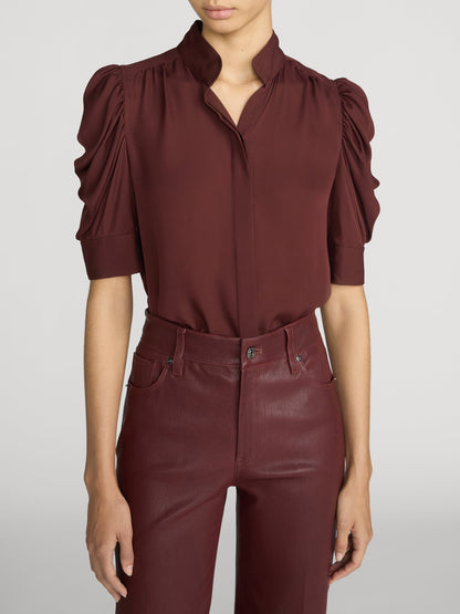 FRAME The Gillian Top Currant - Tops available at Hiptique in Woodland Hills