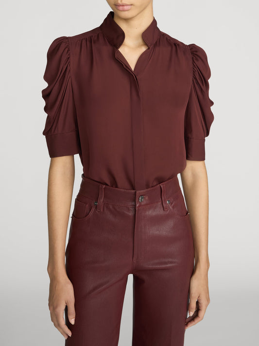 FRAME The Gillian Top Currant - Tops available at Hiptique in Woodland Hills