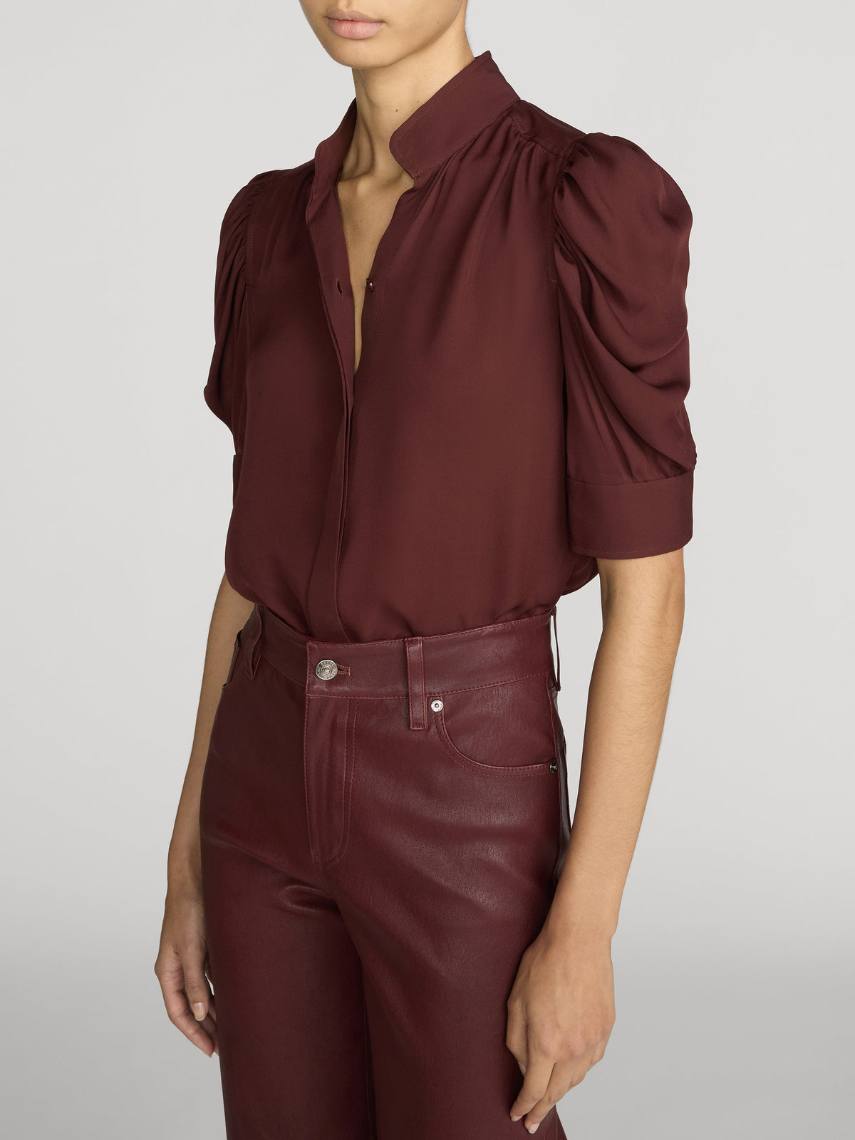 FRAME The Gillian Top Currant - Tops available at Hiptique in Woodland Hills