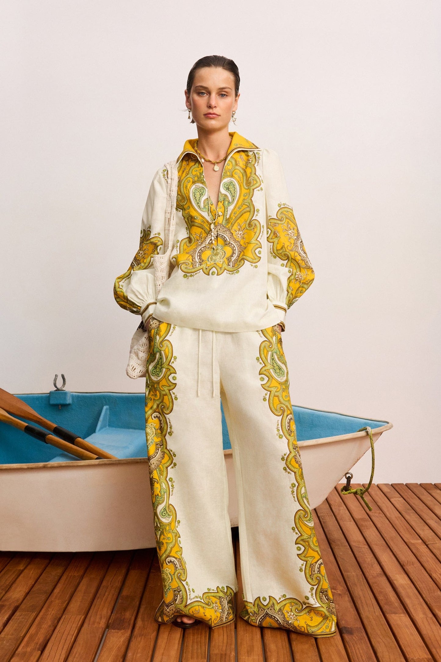 ALEMAIS Porter Pant Cream - wide leg pant available at Hiptique boutique in Woodland Hills California