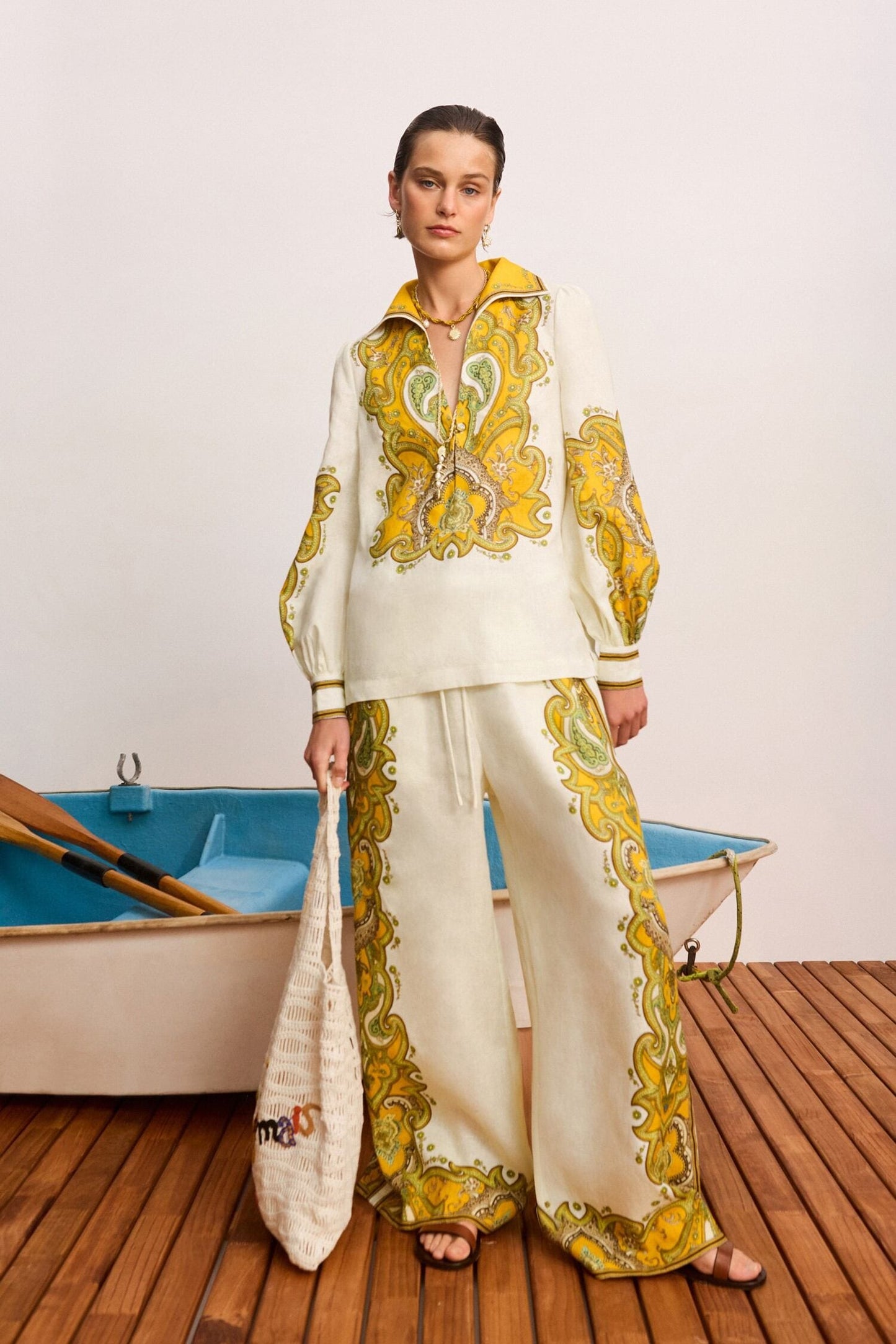 ALEMAIS Porter Top Cream - blouse available at Hiptique boutique in Woodland Hills California