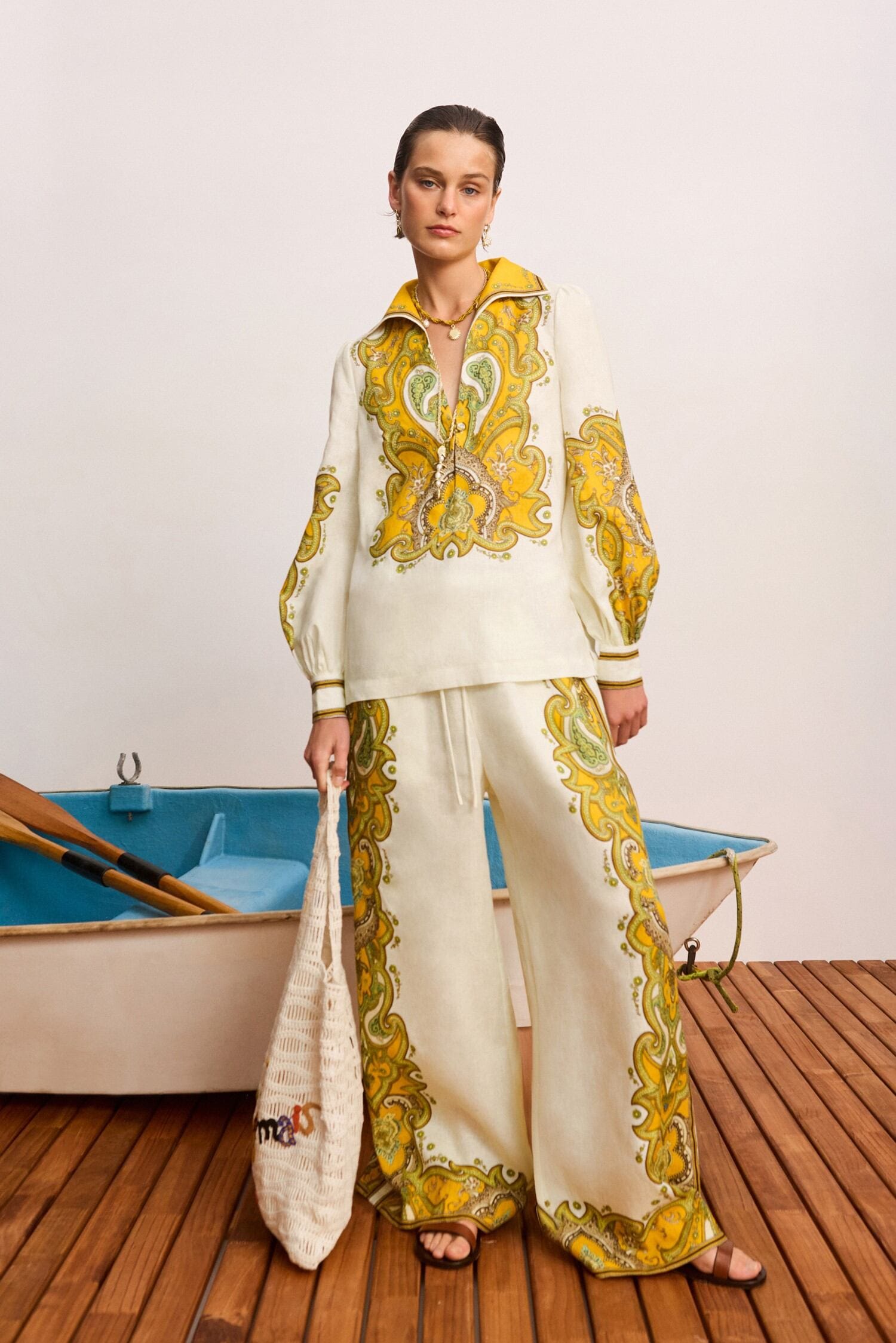 ALEMAIS Porter Top Cream - blouse available at Hiptique boutique in Woodland Hills California