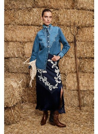 JESSE DENIM APPLIQUE TOP