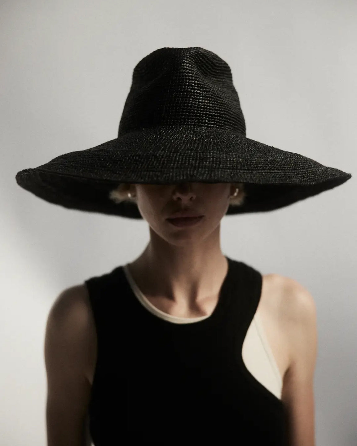Janessa Leone Waverly Hat Black - women's packable wide-brim raffia straw hat available at Hiptique boutique in Woodland Hills California