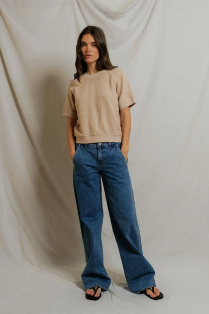 Perfect White Tee Kennedy Short Sleeve Driftwood - sweatshirt available at Hiptique boutique in Woodland Hills California