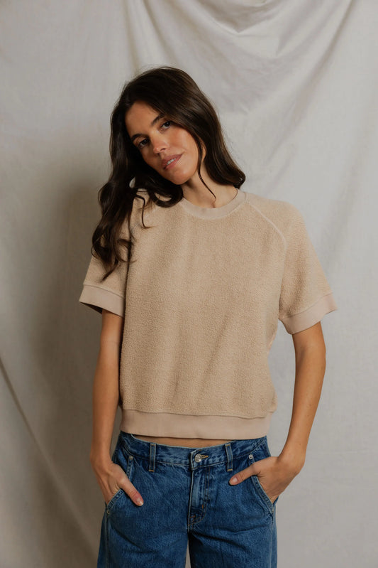 Perfect White Tee Kennedy Short Sleeve Driftwood - sweatshirt available at Hiptique boutique in Woodland Hills California